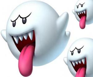 yapboz Super Mario Bros oyunu Boo. Boos keskin dişleri ve uzun dilleriyle spektral yaratıklar
